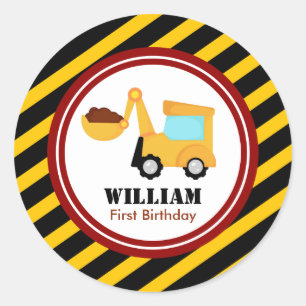 Adesivo Redondo EM CONSTRUÇÃO Aniversário Chá de fraldas