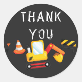 Adesivo Redondo Em Construção Aniversário Obrigado Quadro