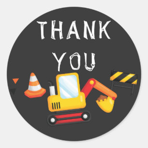 Adesivo Redondo Em Construção Aniversário Obrigado Quadro