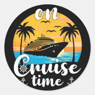 Adesivo Redondo Em Cruise Time Beach Summer Vacching Fami