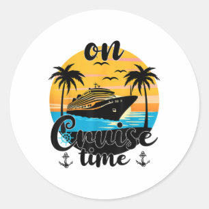 Adesivo Redondo Em Cruise Time Beach Summer Vacching Fami