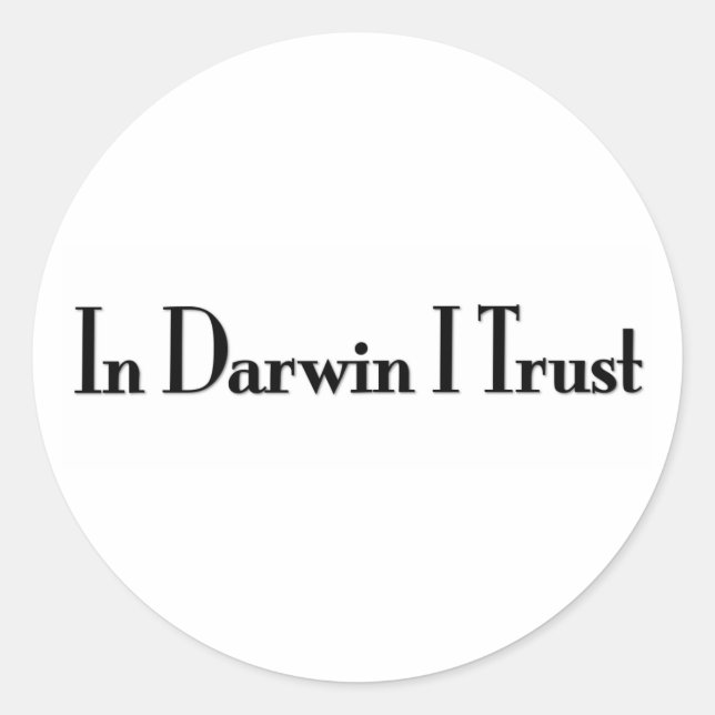 Adesivo Redondo Em Darwin I Trust (Frente)