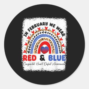Adesivo Redondo Em fevereiro, Vestimos Vermelho & Blue Chd Awa