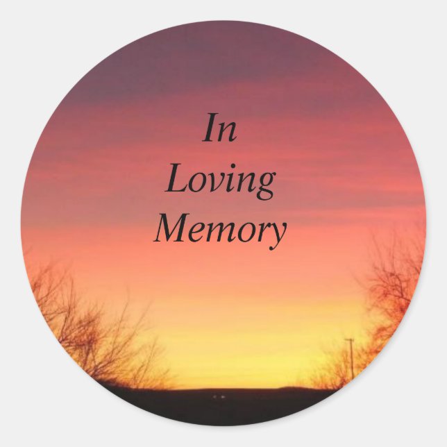 Adesivo Redondo Em Loving Memory Sunset (Frente)