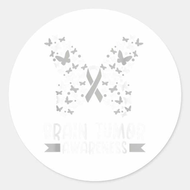 Adesivo Redondo Em maio Vestimos a Cinza Cancer Cérebro Sensibiliz (Frente)