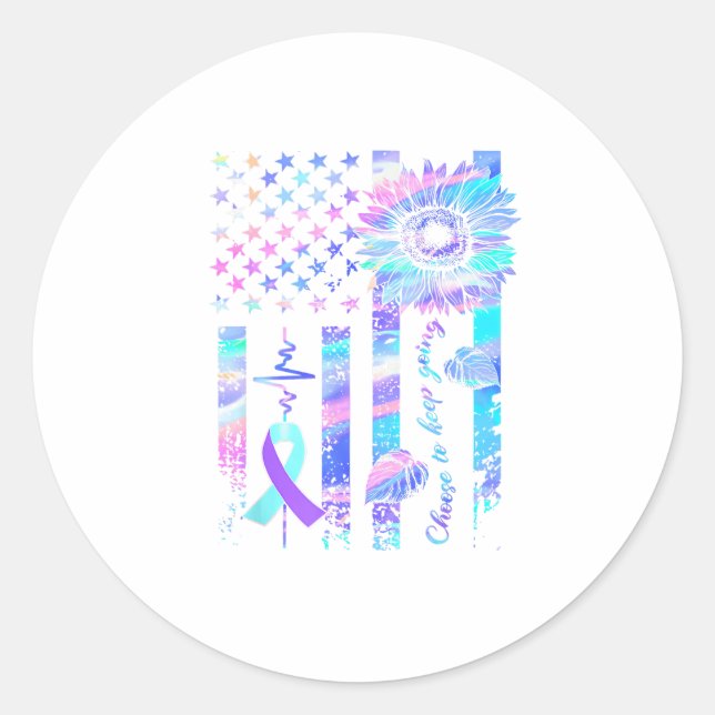 Adesivo Redondo Em maio Vestimos Fita Suicida Sensibilização para  (Frente)