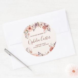 Adesivo Redondo Em Memória Amorosa Aquarela Floral Nome Personaliz