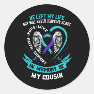 Adesivo Redondo Em memória da minha compaixão por suicídio