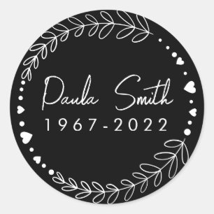 Adesivo Redondo Em Memória De. Sentir-te-á uma grande falta.