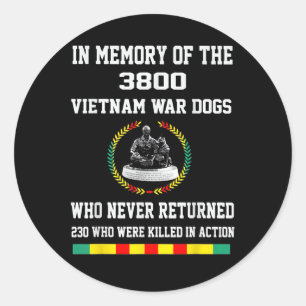 Adesivo Redondo Em Memória Dos 3800 Cães Da Guerra Do Vietnã