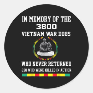 Adesivo Redondo Em Memória Dos 3800 Cães Da Guerra Do Vietnã Que N