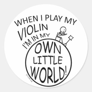 Adesivo Redondo Em meu próprio violino pequeno do mundo