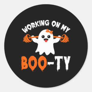 Adesivo Redondo Em Minha Booty Gym Booty Boo-tee Ghost Pun Men Wom