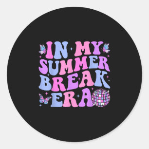 Adesivo Redondo Em Minha Break Era Groovy Teacher Summer Break