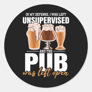 Adesivo Redondo Em Minha Defesa Eu Fui Deixado Sem Supervisão Pub