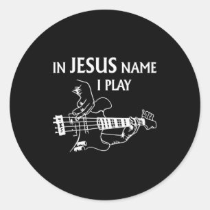 Adesivo Redondo Em Nome de Jesus Eu To Co Guitarra Guitarrista Hom