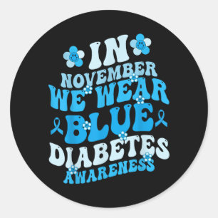 Adesivo Redondo Em Novembro Usamos Azul Conscientização do Diabete