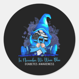 Adesivo Redondo Em novembro, Vestimos a consciência dos gnomos azu