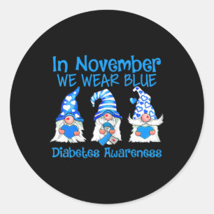 Adesivo Redondo Em novembro, Vestimos os gnomos azuis T1d com conh