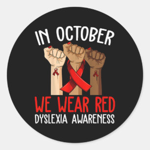 Adesivo Redondo Em outubro, Vestimos a Consciência da Dislexia Ver