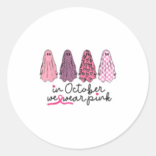 Adesivo Redondo Em outubro Vestimos Nk Ghost Boo Halloween Breve C