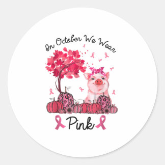 Adesivo Redondo Em outubro, Vestimos o Cancer rosa
