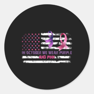 Adesivo Redondo Em Outubro, Vestimos O Purple E O Rosa Outubro Awa
