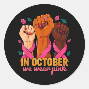 Adesivo Redondo Em outubro, Vestimos o rosa 2025 do Cancer da mama