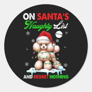 Adesivo Redondo Em Papais noeis Xmas, lista travessa, nada de Papa