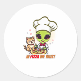 Adesivo Redondo Em Pizza Nós Confiamos Arte de Chef Alienígena