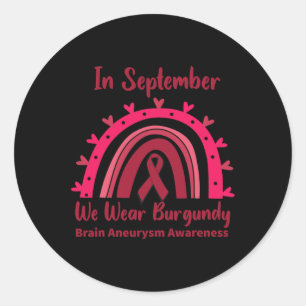 Adesivo Redondo Em setembro, Vestimos Aneurismo Burgundy Brain