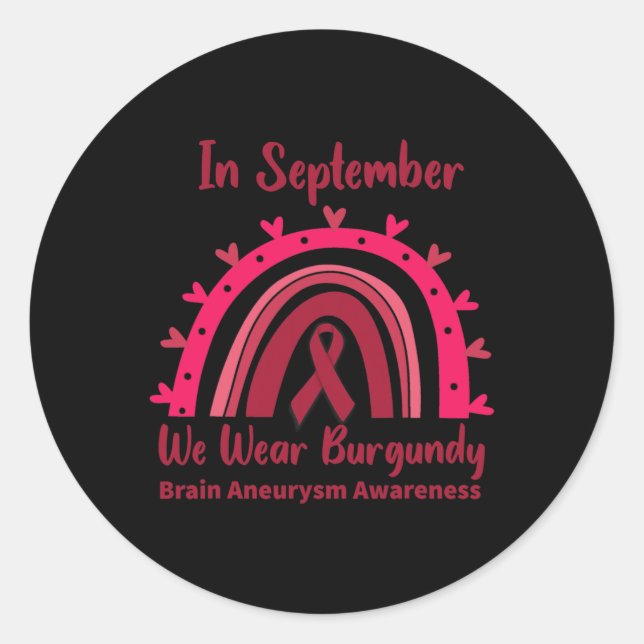 Adesivo Redondo Em setembro, Vestimos Aneurismo Burgundy Brain (Frente)