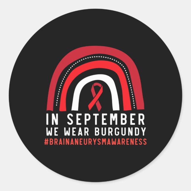 Adesivo Redondo Em setembro, Vestimos Aneurismo Burgundy Brain (Frente)