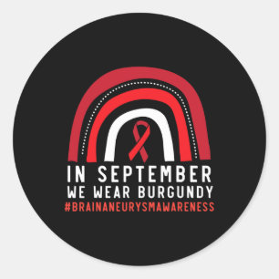 Adesivo Redondo Em setembro, Vestimos Aneurismo Burgundy Brain