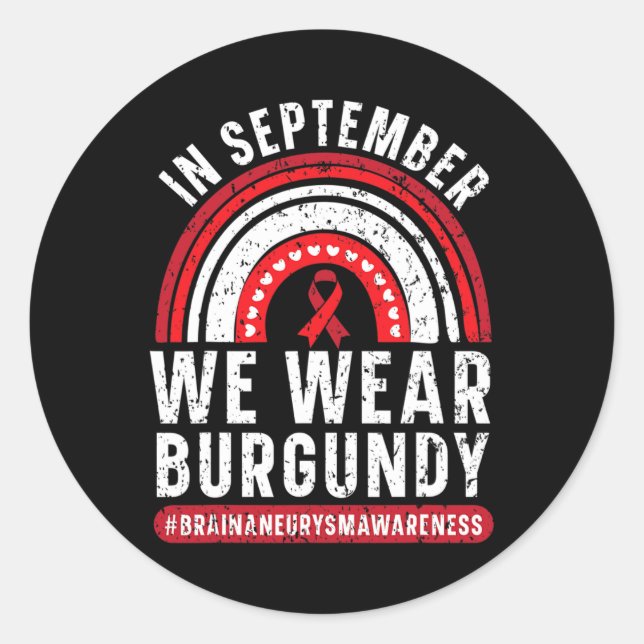 Adesivo Redondo Em setembro, Vestimos Aneurismo Burgundy Brain (Frente)