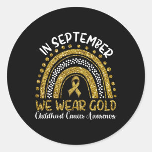 Adesivo Redondo Em setembro Vestimos o Cancer da infância Dourada 