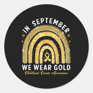Adesivo Redondo Em setembro Vestimos o Cancer de infância Dourada 