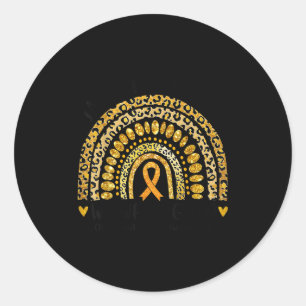 Adesivo Redondo Em setembro Vestimos o Cancer Dourado da Infância