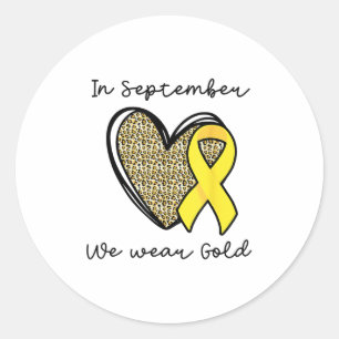 Adesivo Redondo Em setembro Vestimos o Cancer Dourado da Infância