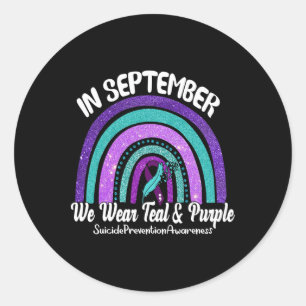 Adesivo Redondo Em Setembro Vestimos O Teal E O Roxo-Arco-Íris Sui