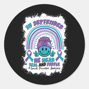 Adesivo Redondo Em setembro Vestimos Roxo Teal
