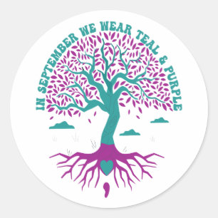 Adesivo Redondo Em Setembro, Vestimos Saúde Mental Teal E Roxal