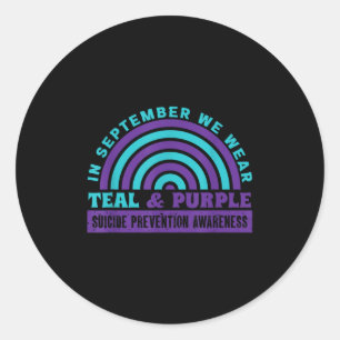 Adesivo Redondo Em setembro Vestimos Teal & Purple _ Suicídio