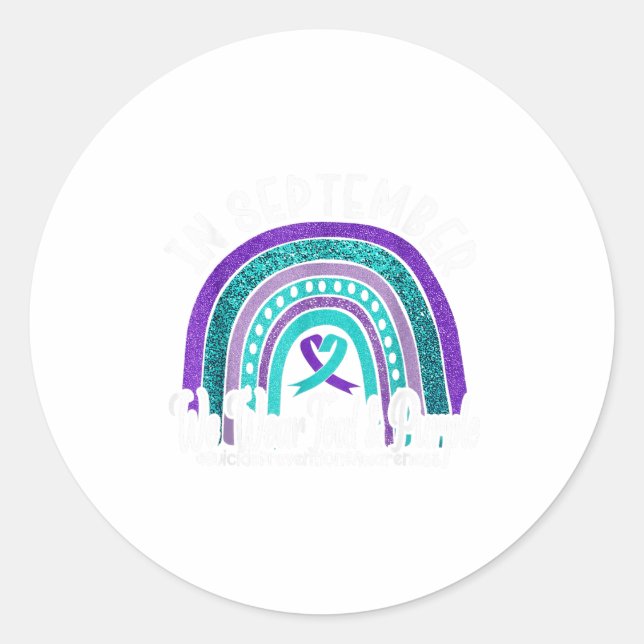 Adesivo Redondo Em setembro Vestimos Teal &amp; Suicídio Puro Ante (Frente)