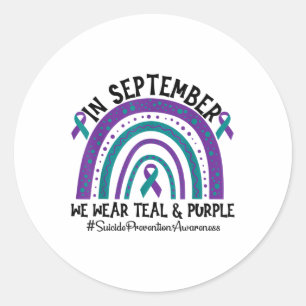 Adesivo Redondo Em Setembro, Vestimos Teal E P