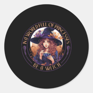 Adesivo Redondo Em Um Cheio Mundial De Princesas Seja Um Bruxo Hal