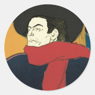 Adesivo Redondo Embaixadores, Aristide Bruant por Toulouse Lautrec