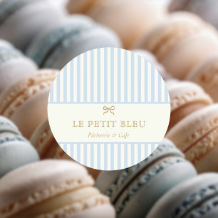Adesivo Redondo Embalagem da Padaria French Blue Pastelaria Pari