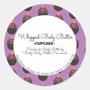 Adesivo Redondo Embalagem de Marca Banho de Manteiga de Cupcake