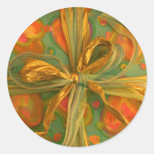 Adesivo Redondo Embalagem de plástico e arco de plástico verde-pre